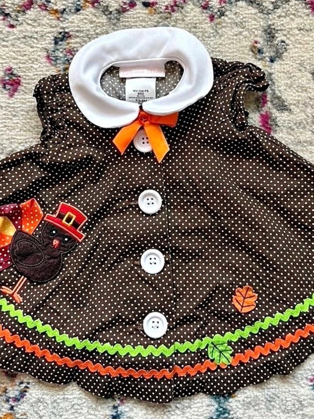 Bonnie Jean Thanksgiving Polka Dot Baby Dress in Brown Size 3-6M Like New